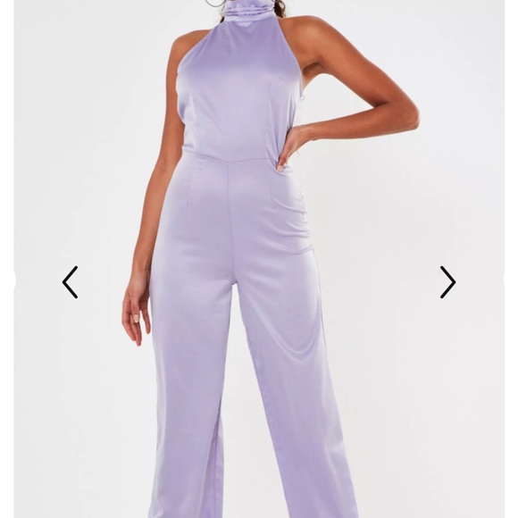 Missguided Lilac Satin Jumpsuit - Picture 1 of 3